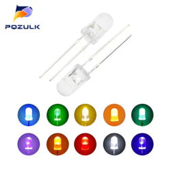 Ensemble de diodes LED émettant un ensemble Wiestedt, ultra lumineux, blanc chaud, rouge, vert, bleu, violet, jaune, orange, rose, multicolore, 2V, 3V, 5mm, 50 pièces