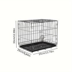 TEMU Dog Cage Cat Cage Small Dog Cage Rabbit Pet Cage Black 35*25*33cm With Tray Material Wire + Plastic