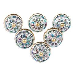 Floral Rainbow,'Glitzy Iridescent Beaded Drawer Pulls (Set of 6)'