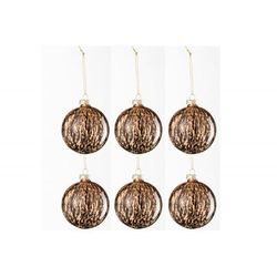 Scatola di 6 palline di Natale in vetro marrone 8x8x8 cm