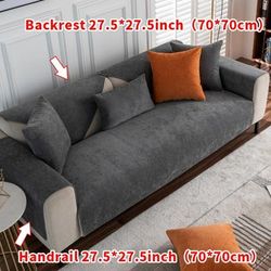TEMU 1pc Fit Chenille Sofa Cover - , Solid Color, Pet-friendly Couch Protector With Non-slip Backing - , Machine Washable For 1 To 4-seater Sofas