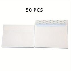 "TEMU Business Letter Envelopes, 50/ Pack, White, 6.4" X 4.5" - Secure Closure, Paper Material, Ideal For Invoices, Reports, Expense & Fee Payments"