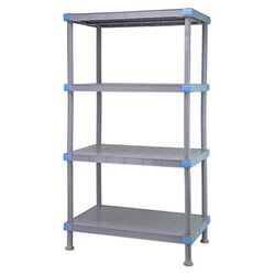 Quantum Food Service QP214274SS-4 42" NSF 4-Tier Polymer Shelf - Millenia, 21"W, 74"H, Gray