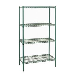 Quantum Food Service WR74-1824P 24" NSF 4-Tier Epoxy Coated Wire Shelf Kit - 18"W, 74"H, Green