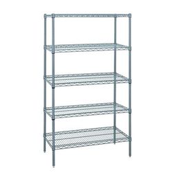 Quantum Food Service WR74-2172GY-5 72" NSF 5-Tier Epoxy Coated Wire Shelf Kit - 21"W, 74"H, Gray