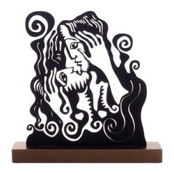 Adore Me,'Romantic Black and Brown Wood Sculpture Handcrafted in Peru'