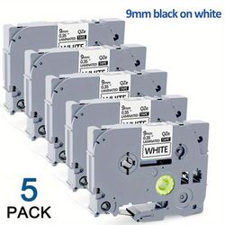 TEMU 5pcs Laminated Tape Compatible With Brother Label Maker Tze-221, 9mm White, No Battery Required