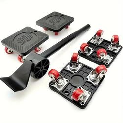 TEMU 5pcs Heavy-duty Furniture Moving Set - 880 Lbs Load Capacity, Easy Lift And Glide Tool Kit For Sofas, Refrigerators, Recliners On Hard Floors, Metal Material