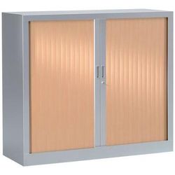 Armoire Basse 120x100 Cm Corps Aluminium 9006 Rideaux Hêtre - Vinco