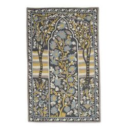 Winged Paradise,'Chain-Stitched Wool and Cotton Tree Motif Rug'