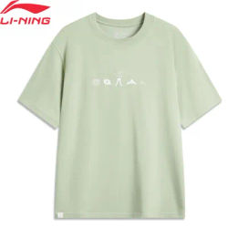 Li-Ning Men CROSS Sports T-Shirt AT DRY SMART 56%Cotton 44%Polyester Loose Fit LiNing Short Sleeve Tee Tops AHSU507