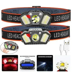 LED Induction Mini Strong Light Headlight USB Charging Work Light Waterproof Outdoor Multifunctional Camping Light Fishing Light