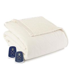 Micro Flannel Sherpa Electric Blanket by BrylaneHome in Ivory (Size TWIN)