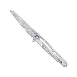 CobraTec Knives Ghost Frame Lock Damascus Wharncliffe Folding Knife 3.875 in Blade Damascus CTGSTDAMWNS