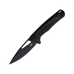 CMB Made Knives Spear Folding Knife 4.75in Closed 3.75in Black Coated CPM S35VN Stainless Blade Black Titanium Handle Synthetic Sheath CMB04B