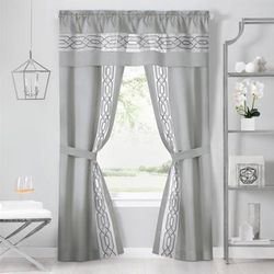 Wide Width Paige 5-PC Window Set by BrylaneHome in Silver (Size 55" W 63" L)