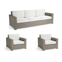 Palermo 3-pc. Sofa Set with Two Lounge Chairs in Dove Wicker - Standard, Cobalt - Frontgate