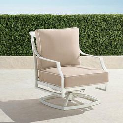Grayson Swivel Lounge Chair with Cushions in White Aluminum - Quick Dry, Restored Seaglass - Frontgate