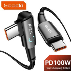 Toocki 100W USB C To USB C Cable 90 Degree For iPad MacBook Pro Xiaomi Samsung Huawei Fast Charging