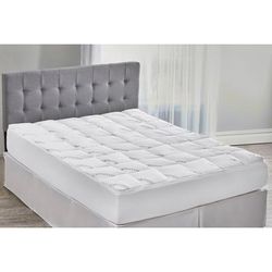 Jacquard Knit Cooling Mattress Pad by BrylaneHome in White (Size KING)