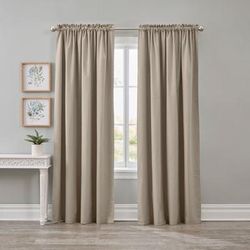 Wide Width BH Studio Blackout Curtain by BrylaneHome in Taupe (Size 52" W 63" L)