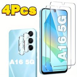 TEMU 2+2 Pack Galaxy A16 5g Screen Protector With Camera Lens Protector,full Coverage Tempered Glass Film, Scratch Resistant,bubble-free For Galaxy A16 5g Screen Protector For Galaxy A16