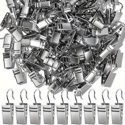 TEMU 100pcs Stainless Steel Curtain Clips Set, Curtain Hooks For Window Treatments