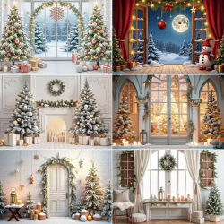 MOON.QG Christmas 2024 Background Photography Room New Year Xmas Tree Photoshoot Backdrop Children Studio Photocall Accessories