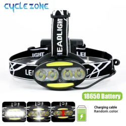 LED Headlamp Rechargeable T6 Powerful Light Headlights COB Front Lanterns for Outdoor Night Working Camping Fishing Head Lamp