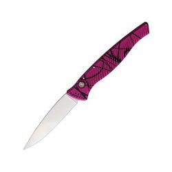 Piranha Knives Auto DNA Automatic Folding Knife 3.25in CPM S30V Blade Mirror Finish Black/pink Sculpted Aluminum Handle P-16PK
