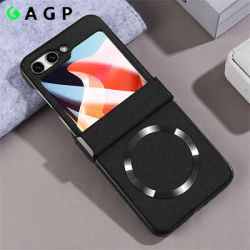 with Screen Protector Film Z Flip 5 6 Case Magnetic Magsafe Case for Samsung Galaxy Z Flip 5 6 5g ZFlip5 Luxury Cloth Slim Cover