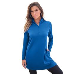 Plus Size Women's Chlorine Resistant Long-Sleeve Mock Neck Swim Tee by Swim 365 in Dream Blue (Size 18)