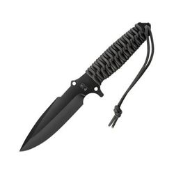 TB Outdoor Survival Fixed Blade Knife 9.75in Overall 4.5in Black PVD MOX Steel Blade Black Paracord Wrapped Handle Kydex Sheath 11060031