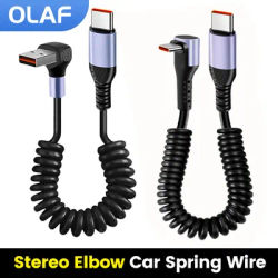 66W 100W Type C TO Type C Cable For iPhone 15 Huawei Xiaomi Samsung Car Spring Cable 6A Short Fast Charging USB C Cable