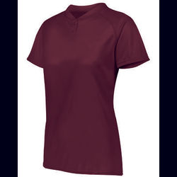 Augusta Sportswear AG1567 Athletic Women's Attain Wicking Two-Button Softball Jersey T-Shirt in Maroon size 2XL | Polyester 1567