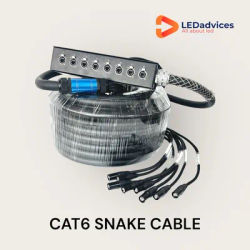 50m 4 Channels CAT6 Snake Cable For AV Events SF/TP Double Shield Multi-Stranded Pure Copper RJ45 Gigabits LED Screen Display
