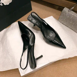 Nouvelles chaussures à talons hauts mode sans lacet femmes talons hauts pompes été solide bureau et carrière Sexy bout pointu sandales à talons
