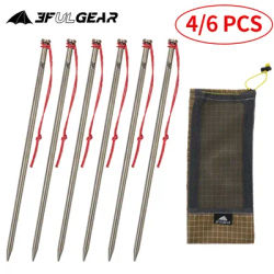 3F UL GEAR 4/6 Pcs Camping Tent Nail Titanium Alloy Outdoor Tent Pegs Legs Stakes for Canopy Awning Ground Nail Accessories 16.5