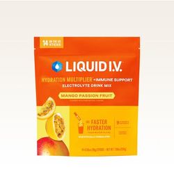 Liquid I.V.® Mango Passion Fruit Hydration Multiplier® +Immune Support (14 Pack) - Hydrating Powdered Electrolyte Drink Mix Packets With Vitamin C & Zinc