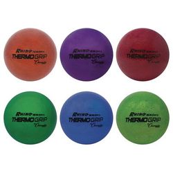 Champion Sports Rhino Skin Thermo Grip Dodgeball Set, 6.3" Diameter, Assorted Colors, 6/Set (CSIRXTHRMSET)