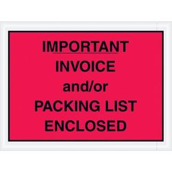 Tape Logic 4 1/2 x 6" Red "Important Invoice and/or Packing List Enclosed" Envelopes, Case Of 1000 (PL418)