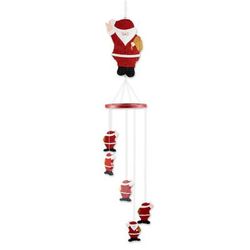 Waving Santa,'Hand-Painted Santa-Themed Albesia Wood Mobile from Bali'