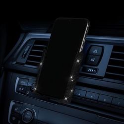 TEMU Sparkling Diamond Car Phone Holder - Waterproof, Abs Material, Wall-mount & V-grip Design For Navigation Support
