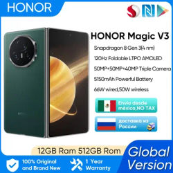Honor Magic V3 5G Global Version Foldable LTPO Snapdragon 8 Gen 3 7.92" 120Hz AMOLED Display 50MP Triple Cameras 5150mAh 66W NFC