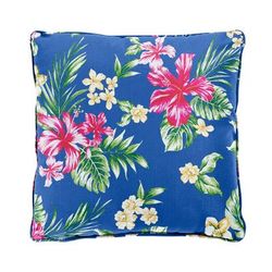 BH Outdoor Performance 20" Square Throw Pillow by BrylaneHome in Cobalt Tropicana Outdoor Patio Accent Pillow Cushion