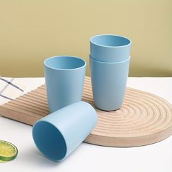 TEMU 4pcs Unbreakable Plastic Cups - Reusable, Dishwasher Safe Drinkware In White, Light Pink & Blue - Coffee, Tea, Water, Milk, Juice - Ideal For Home Parties, Holidays, And Everyday Use