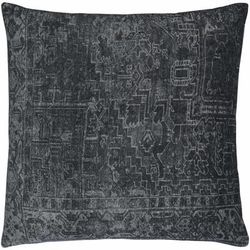 Brylee 20" Square Cotton Charcoal/Slate Blue/Graphite Throw Pillow - Boutique Rugs