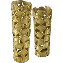 Gandajika 19"H x 8"W x 8"D, 16"H x 8"W x 8"D Traditional Metallic - Brass Vase - Boutique Rugs