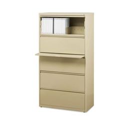 Alera Lateral File, Five Legal/Letter/A4-Size File Drawers, 30" x 18.62" x 67.62", Putty (ALEHLF3067PY)