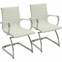 Lorell 59504 Guest Midback Chair, 23-3/4" x 23-1/2" x 35-1/2", White Leather - Case of 2 LLR59504
